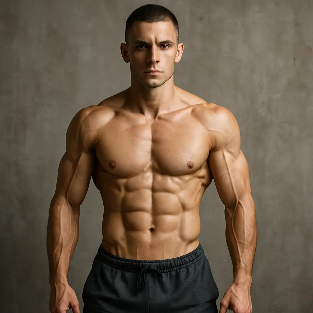 Man with very low body-fat percentage and good muscles