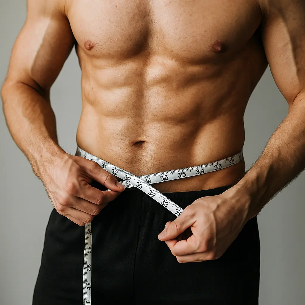 Person measuring waist during aggressive fat loss