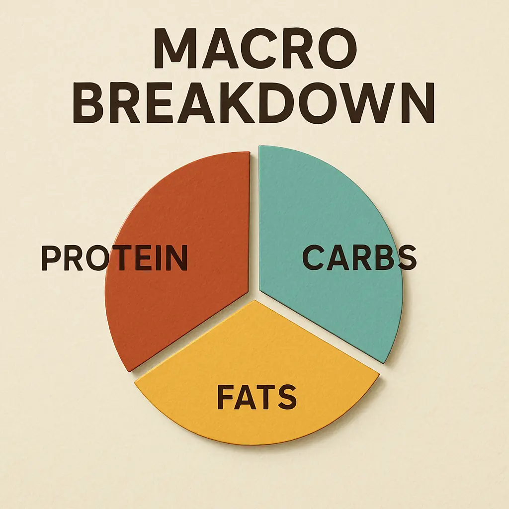 Macro breakdown of protein, carbs, and fats
