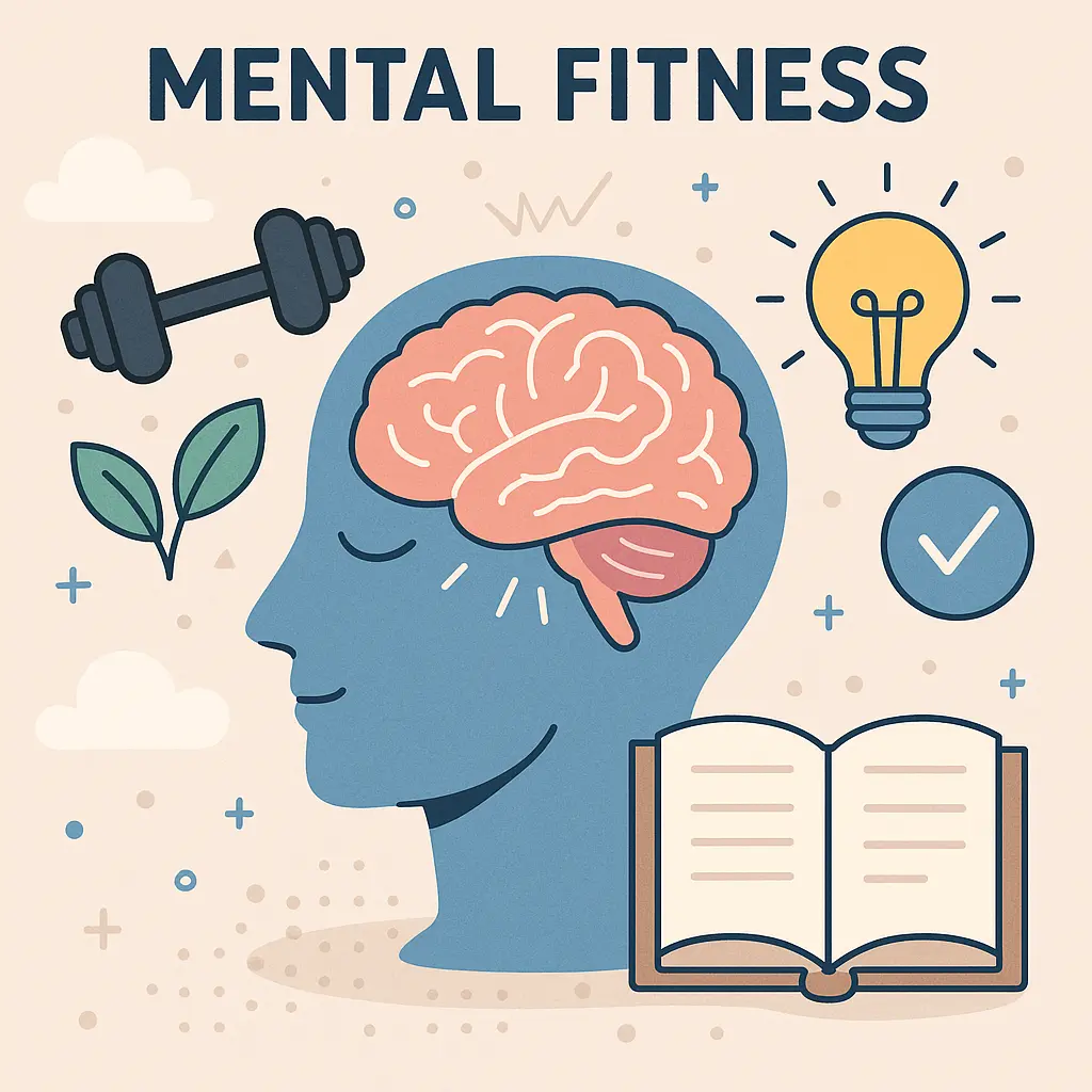 Mental fitness concept illustration showing brain activity and cognitive health