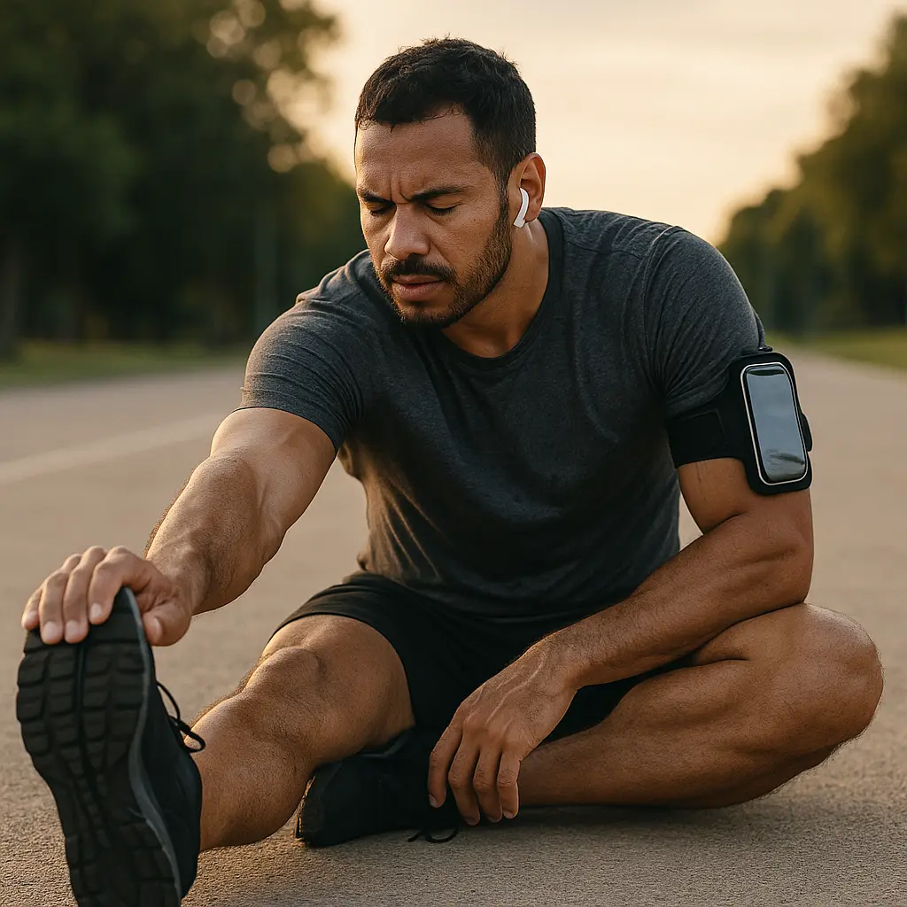 Man doing stretches after his workout
